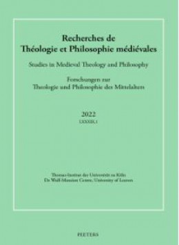 Recherches De Theologie Et Philosophie Medievales